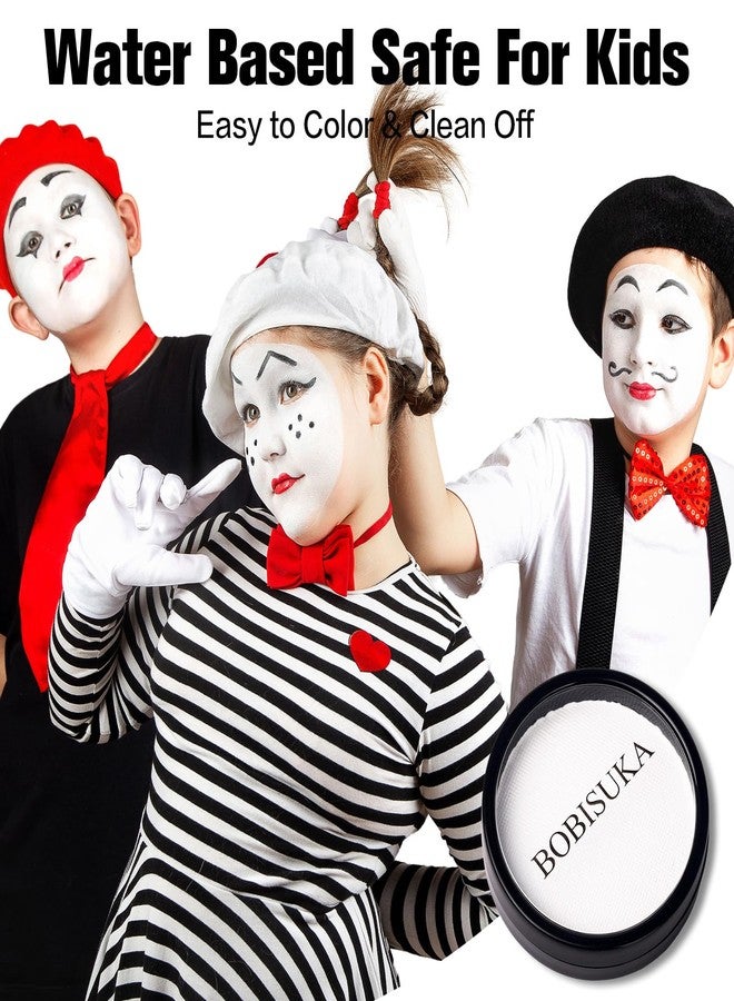 BOBISUKA Clown White Face Body Paint, Water-Based Face Painting Kit & Body Paints for Kids Adults Party, Facepaint for Halloween Goth Skeleton Mime Ghost SFX Makeup, Costume Cosplay Theater & Stage - Image 4